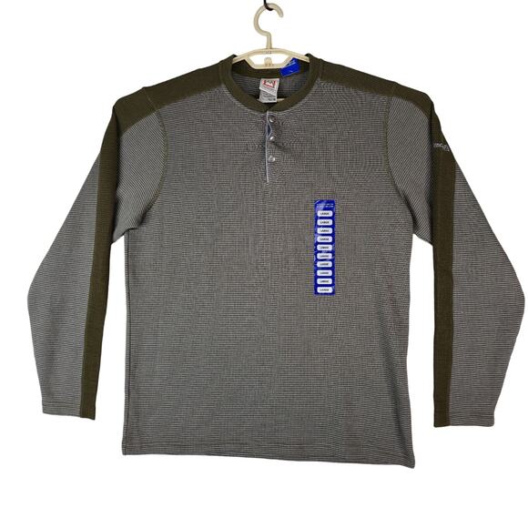 Avalanche Jago Henley Shirt Mens L Dark Olive Green Thermal Waffle Knit Outdoors - Picture 1 of 13